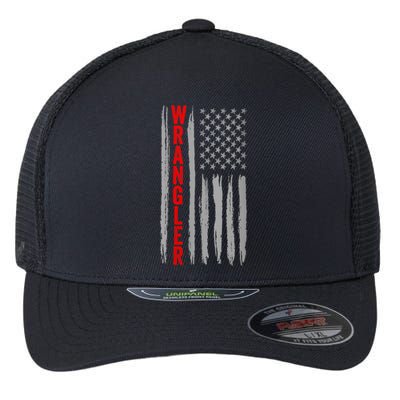 Wo Wrangler American Flag US Wrangler USA Flag Flexfit Unipanel Trucker Cap