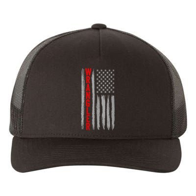 Wo Wrangler American Flag US Wrangler USA Flag Yupoong Adult 5-Panel Trucker Hat