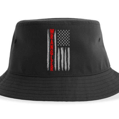 Wo Wrangler American Flag US Wrangler USA Flag Sustainable Bucket Hat