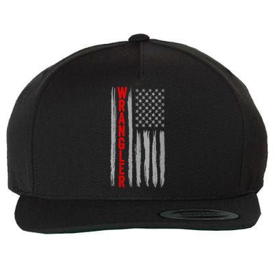 Wo Wrangler American Flag US Wrangler USA Flag Wool Snapback Cap