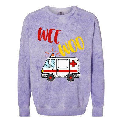 Wee Woo Ambulance Amr Funny Ems Emt Paramedic Gift Colorblast Crewneck Sweatshirt