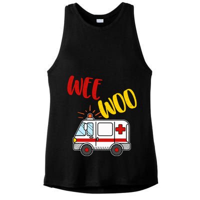 Wee Woo Ambulance Amr Funny Ems Emt Paramedic Gift Ladies PosiCharge Tri-Blend Wicking Tank
