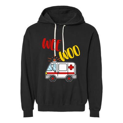 Wee Woo Ambulance Amr Funny Ems Emt Paramedic Gift Garment-Dyed Fleece Hoodie