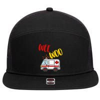 Wee Woo Ambulance Amr Funny Ems Emt Paramedic Gift 7 Panel Mesh Trucker Snapback Hat