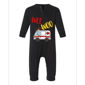 Wee Woo Ambulance Amr Funny Ems Emt Paramedic Gift Infant Fleece One Piece