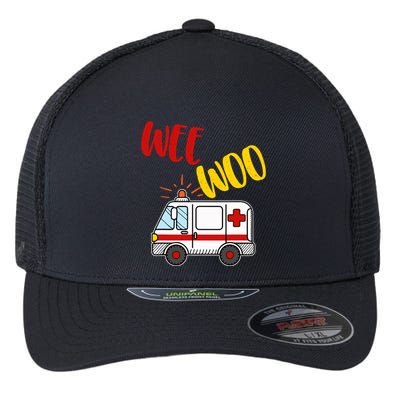 Wee Woo Ambulance Amr Funny Ems Emt Paramedic Gift Flexfit Unipanel Trucker Cap