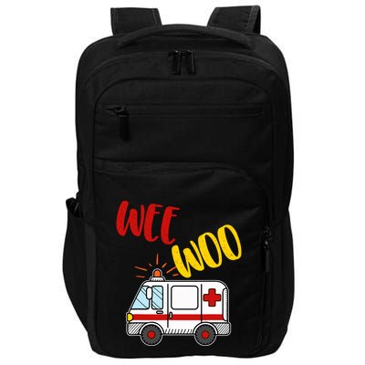 Wee Woo Ambulance Amr Funny Ems Emt Paramedic Gift Impact Tech Backpack