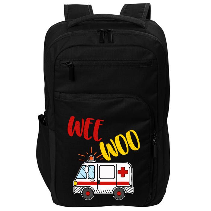 Wee Woo Ambulance Amr Funny Ems Emt Paramedic Gift Impact Tech Backpack