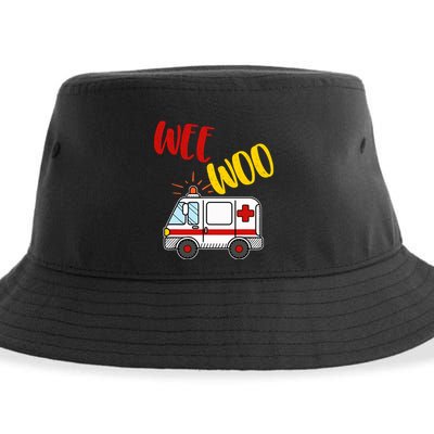 Wee Woo Ambulance Amr Funny Ems Emt Paramedic Gift Sustainable Bucket Hat