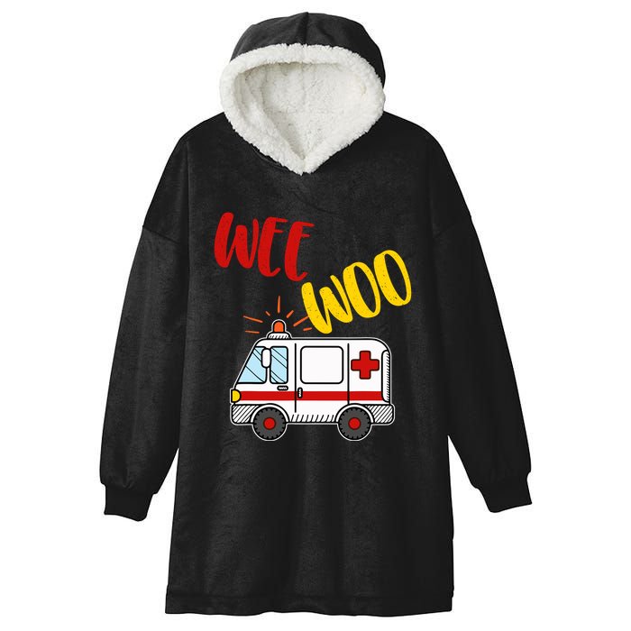 Wee Woo Ambulance Amr Funny Ems Emt Paramedic Gift Hooded Wearable Blanket