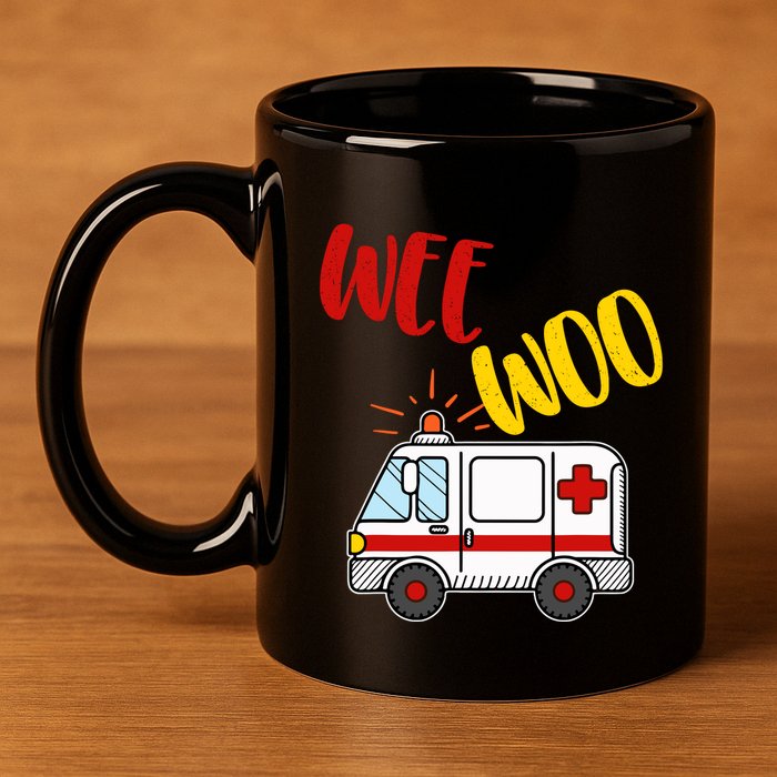 Wee Woo Ambulance Amr Funny Ems Emt Paramedic Gift 11oz C Handle Ceramic Mug