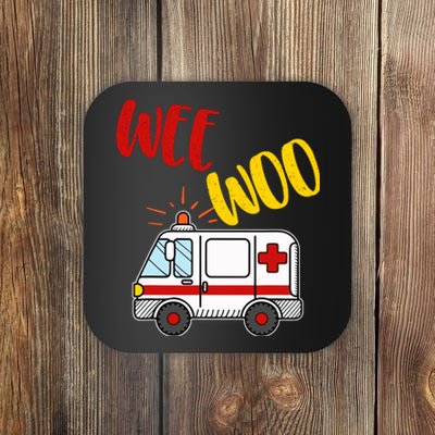 Wee Woo Ambulance Amr Funny Ems Emt Paramedic Gift Coaster