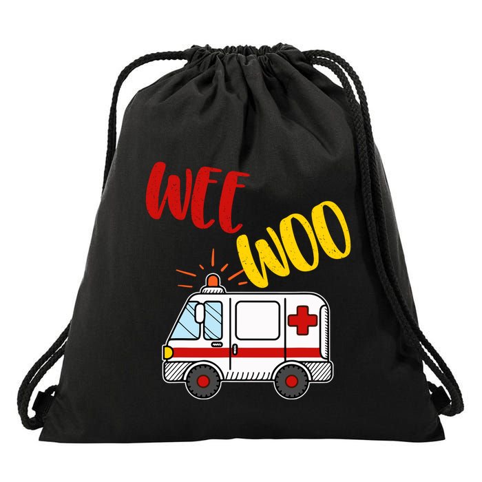 Wee Woo Ambulance Amr Funny Ems Emt Paramedic Gift Drawstring Bag
