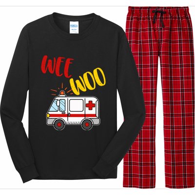 Wee Woo Ambulance Amr Funny Ems Emt Paramedic Gift Long Sleeve Pajama Set