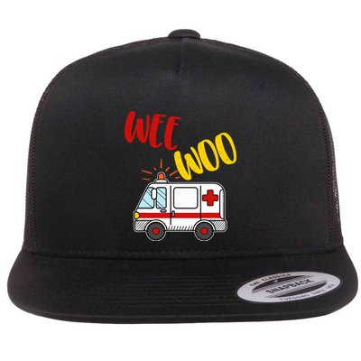Wee Woo Ambulance Amr Funny Ems Emt Paramedic Gift Flatbill Hat