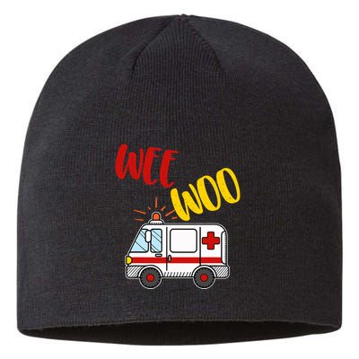 Wee Woo Ambulance Amr Funny Ems Emt Paramedic Gift Sustainable Beanie