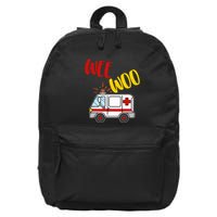Wee Woo Ambulance Amr Funny Ems Emt Paramedic Gift 16 in Basic Backpack