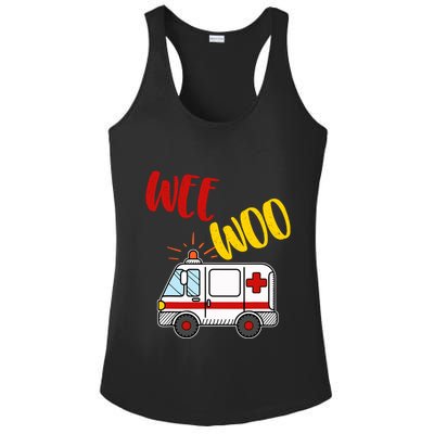 Wee Woo Ambulance Amr Funny Ems Emt Paramedic Gift Ladies PosiCharge Competitor Racerback Tank