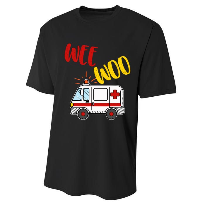 Wee Woo Ambulance Amr Funny Ems Emt Paramedic Gift Performance Sprint T-Shirt