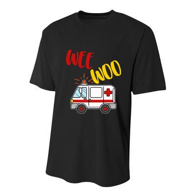 Wee Woo Ambulance Amr Funny Ems Emt Paramedic Gift Youth Performance Sprint T-Shirt