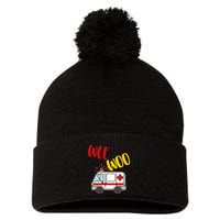 Wee Woo Ambulance Amr Funny Ems Emt Paramedic Gift Pom Pom 12in Knit Beanie