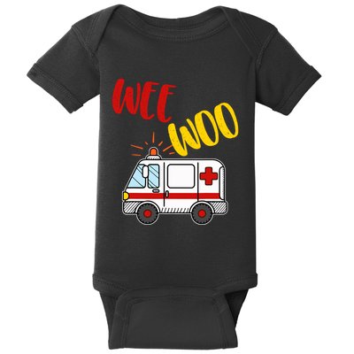 Wee Woo Ambulance Amr Funny Ems Emt Paramedic Gift Baby Bodysuit