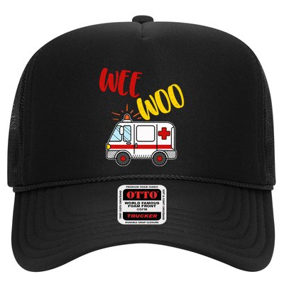 Wee Woo Ambulance Amr Funny Ems Emt Paramedic Gift Trucker Hat