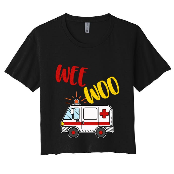 Wee Woo Ambulance Amr Funny Ems Emt Paramedic Gift Crop Top