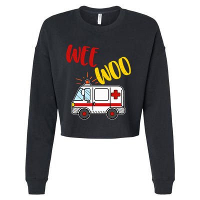 Wee Woo Ambulance Amr Funny Ems Emt Paramedic Gift Cropped Pullover Crew