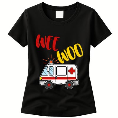 Wee Woo Ambulance Amr Funny Ems Emt Paramedic Gift Womens T-Shirt