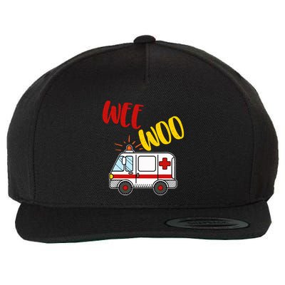 Wee Woo Ambulance Amr Funny Ems Emt Paramedic Gift Wool Snapback Cap