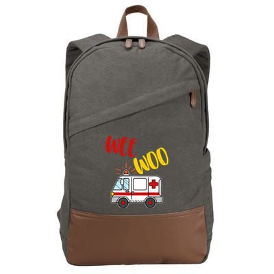 Wee Woo Ambulance Amr Funny Ems Emt Paramedic Gift Cotton Canvas Backpack