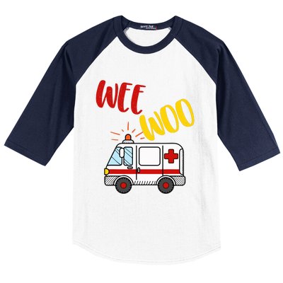 Wee Woo Ambulance Amr Funny Ems Emt Paramedic Gift Baseball Sleeve Shirt