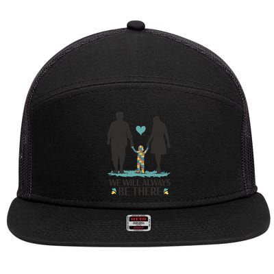 We Will Always Be There Autism Parent 7 Panel Mesh Trucker Snapback Hat