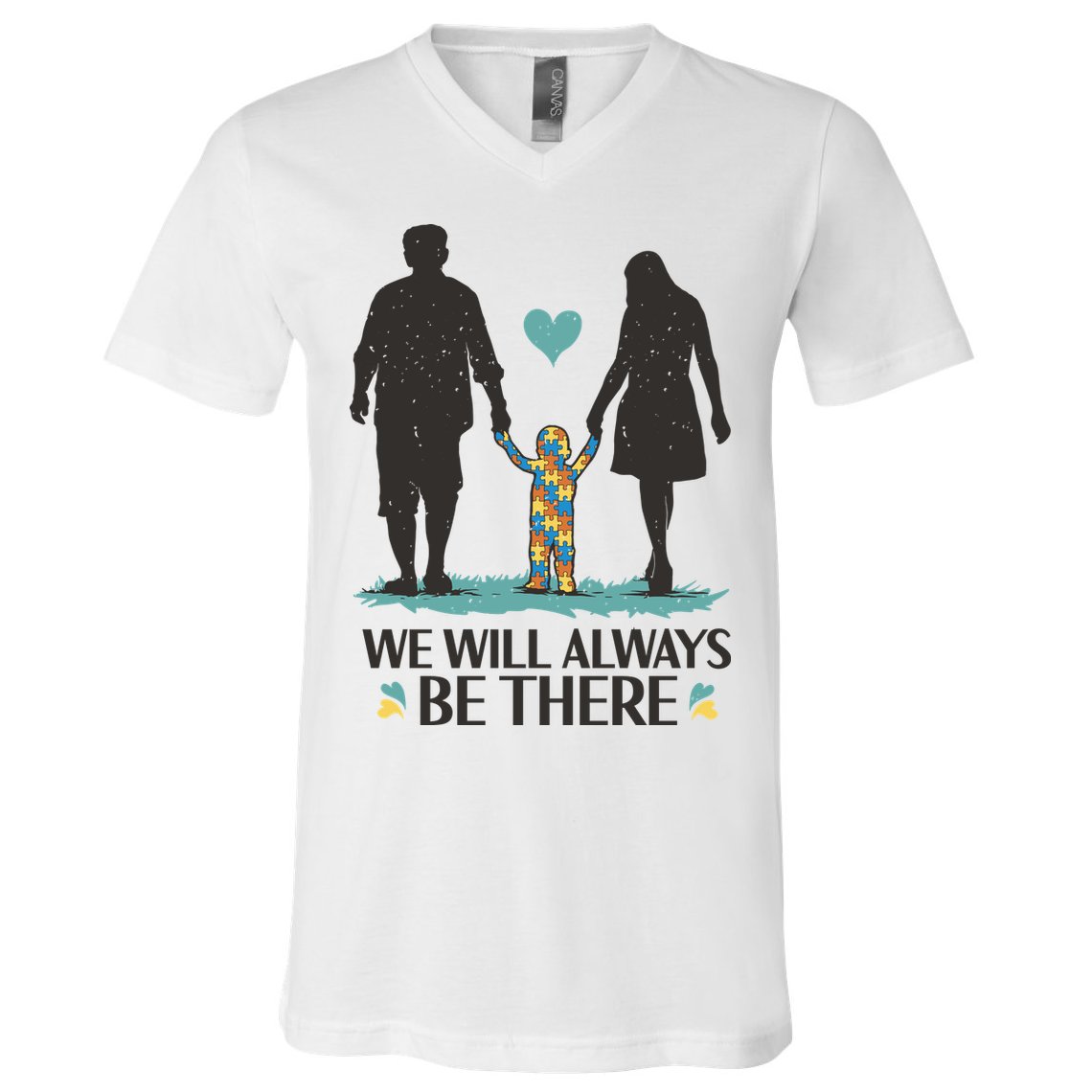 We Will Always Be There Autism Parent V-Neck T-Shirt