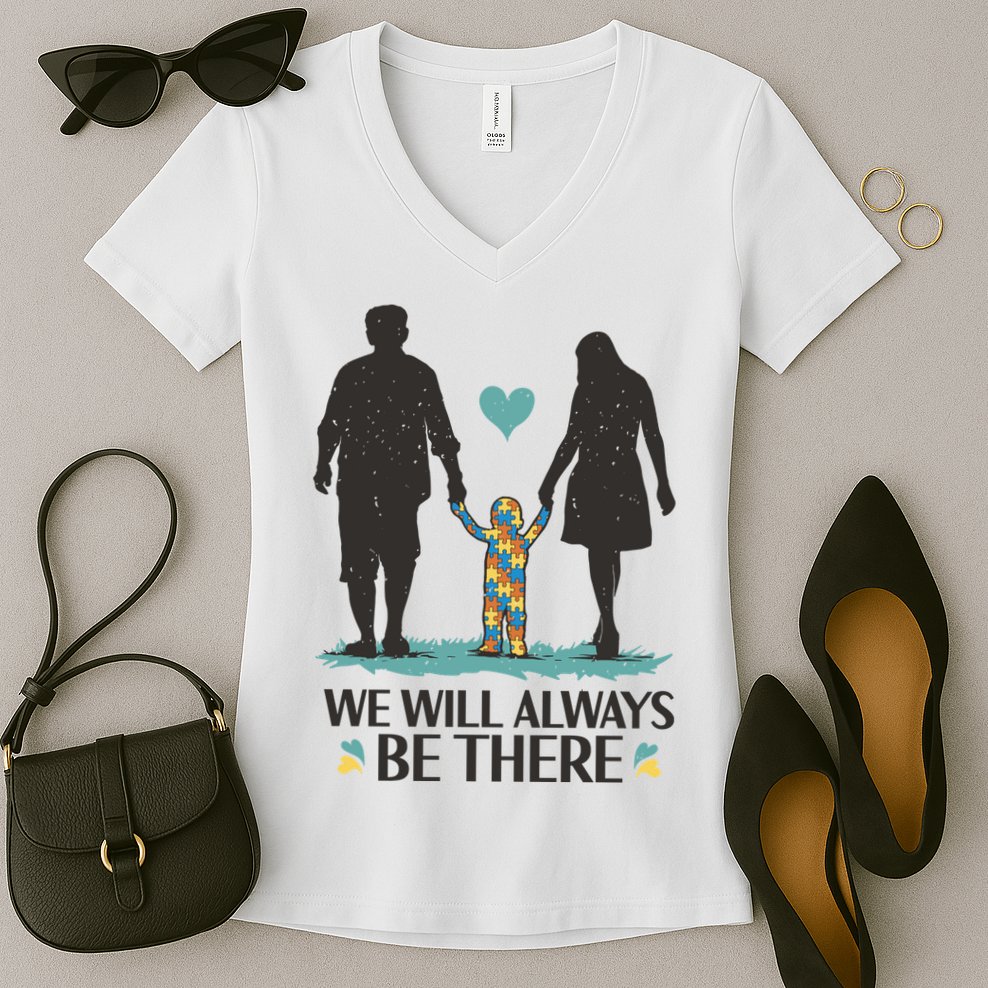 We Will Always Be There Autism Parent Women's V-Neck T-Shirt