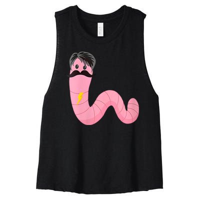 Worm With A Mustache James Tom Ariana Reality Women's Racerback Cropped Tank