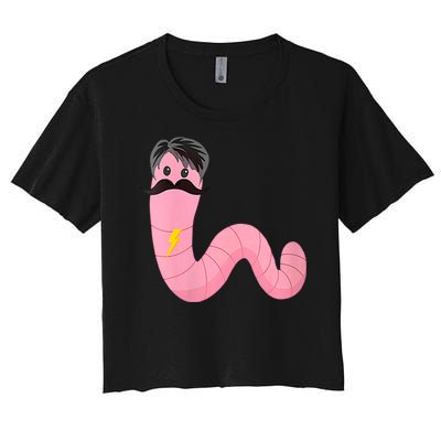 Worm With A Mustache James Tom Ariana Reality Women's Crop Top Tee