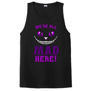 Womens We're All Mad Here Grinning Cheshire Cat Wonderland PosiCharge Competitor Tank