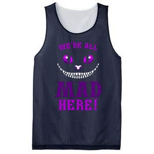 Womens We're All Mad Here Grinning Cheshire Cat Wonderland Mesh Reversible Basketball Jersey Tank