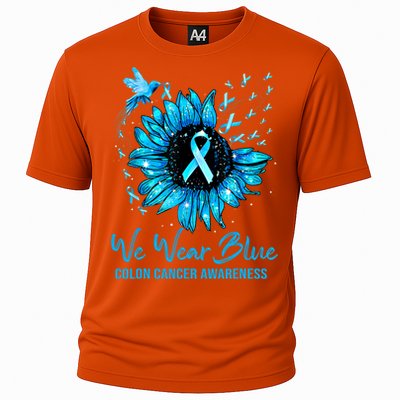 We Wear Blue Colon Cancer Awareness Ribbon Sunflower Gift Cooling Performance Crew T-Shirt