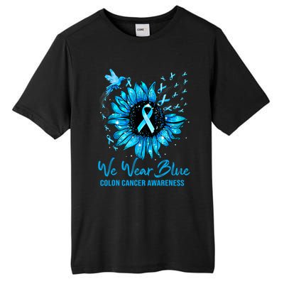 We Wear Blue Colon Cancer Awareness Ribbon Sunflower Gift Tall Fusion ChromaSoft Performance T-Shirt