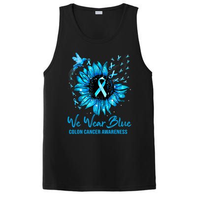 We Wear Blue Colon Cancer Awareness Ribbon Sunflower Gift PosiCharge Competitor Tank