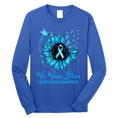 We Wear Blue Colon Cancer Awareness Ribbon Sunflower Gift Long Sleeve Shirt