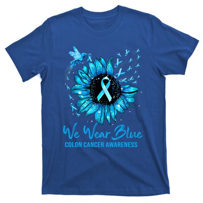 We Wear Blue Colon Cancer Awareness Ribbon Sunflower Gift T-Shirt