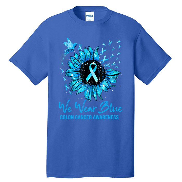 We Wear Blue Colon Cancer Awareness Ribbon Sunflower Gift Tall T-Shirt