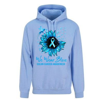 We Wear Blue Colon Cancer Awareness Ribbon Sunflower Gift Unisex Surf Hoodie