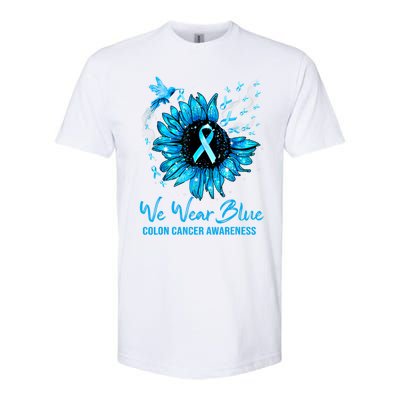 We Wear Blue Colon Cancer Awareness Ribbon Sunflower Gift Softstyle CVC T-Shirt