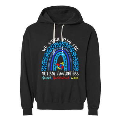 We Wear Blue For Autism Awareness Month Garment-Dyed Fleece Hoodie