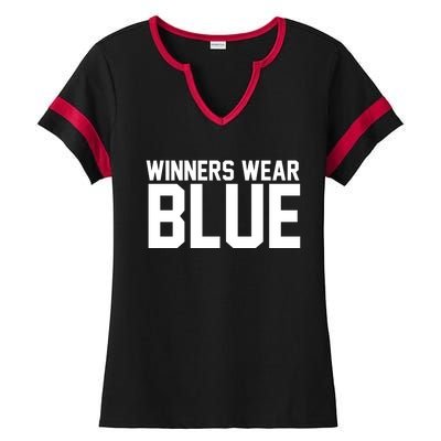 Winners Wear Blue Game Competition Ladies Halftime Notch Neck Tee